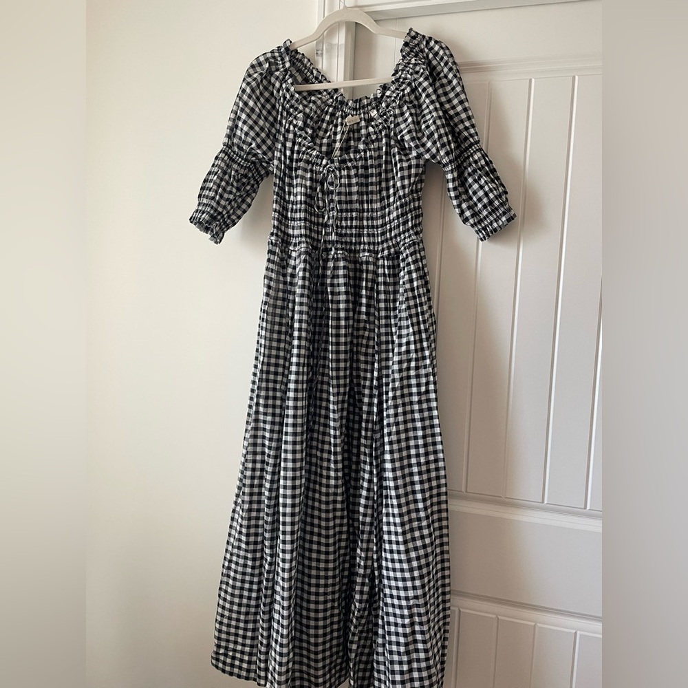 DOEN NWT Ischia Dress Noir Greta Gingham Size L - Picture 2 of 5